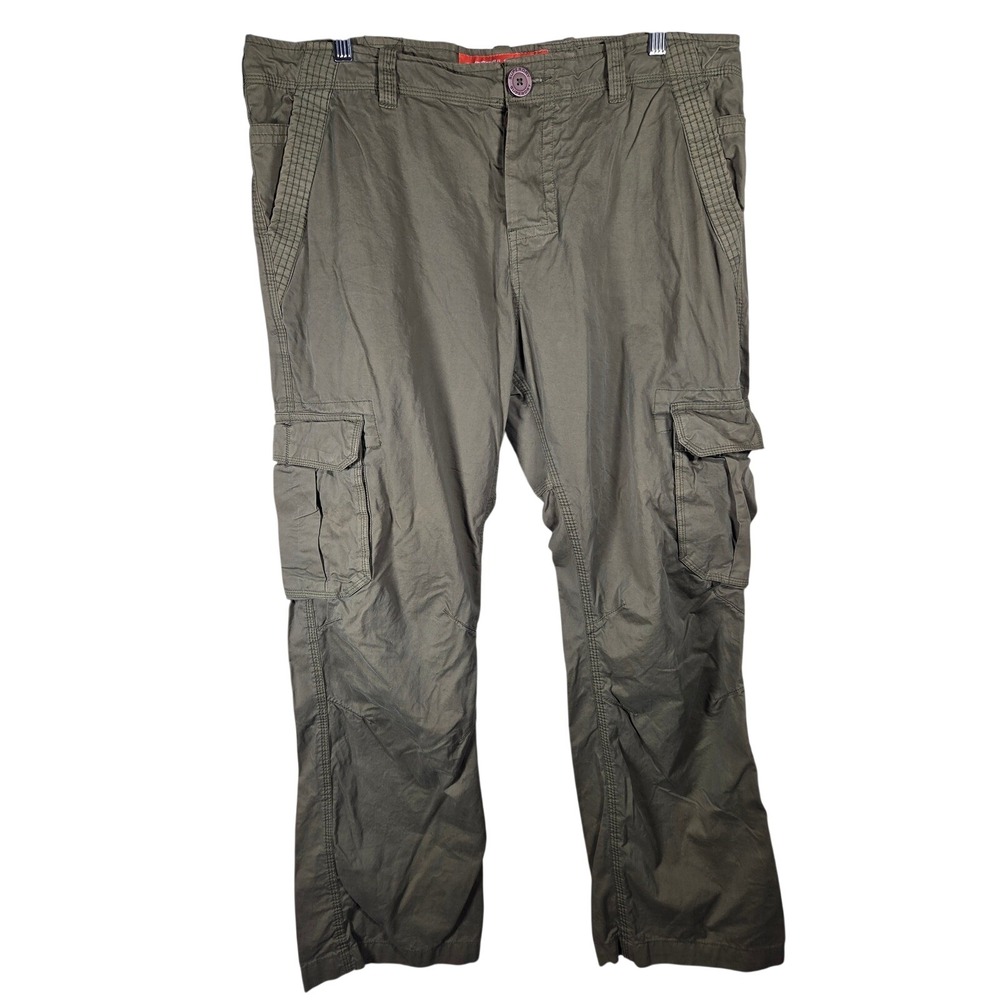 Superdry Mens Olive Green Cotton Cargo Pants 2XL Button Fly‎ Utility Military
